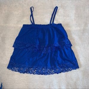 HOLLISTER BLUE RUFFLE TANK